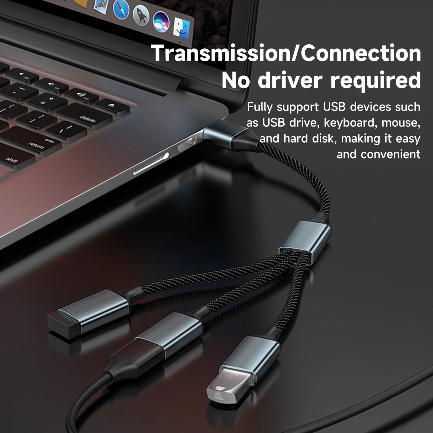 USB Splitter Cable 1 in 3 Out,Usb-A Expansion Hub, Multi USB Port Expansion Converter for Car, PC