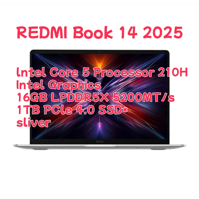 Xiaomi Redmi Book 14 2025 Laptop Intel Core 5 220H/210H Processor 16G/32G DDR5+512G/1T SSD 14inch Notebook Office Ultrabook PC
