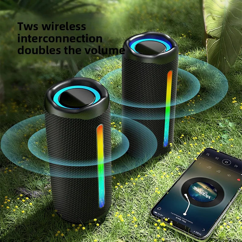 2025 Cylinder Bluetooth Speaker - 30W Super Bass IPX5 Waterproof Outdoor RGB Party Sound
