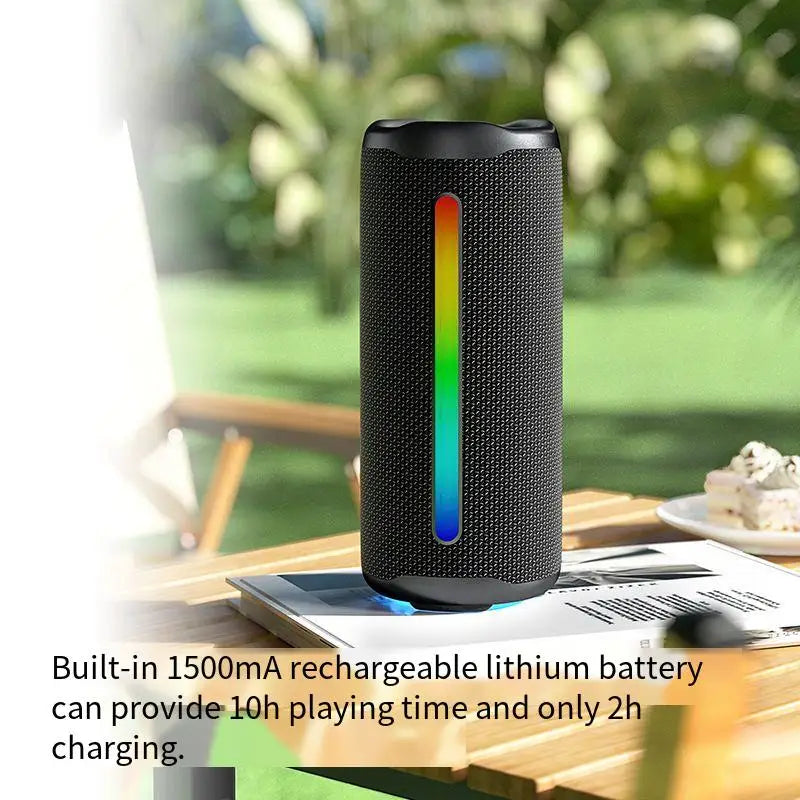 2025 Cylinder Bluetooth Speaker - 30W Super Bass IPX5 Waterproof Outdoor RGB Party Sound