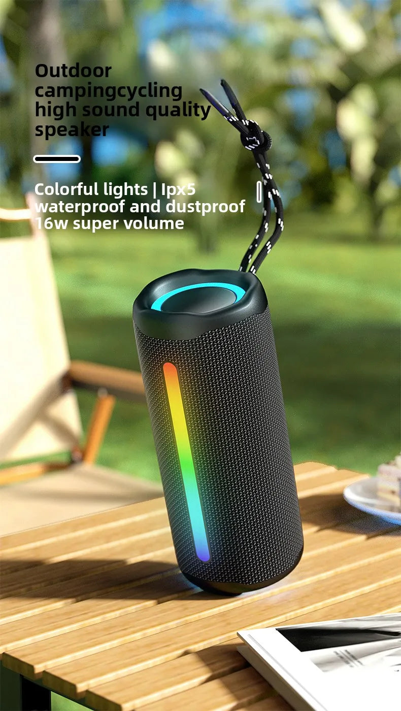 2025 Cylinder Bluetooth Speaker - 30W Super Bass IPX5 Waterproof Outdoor RGB Party Sound