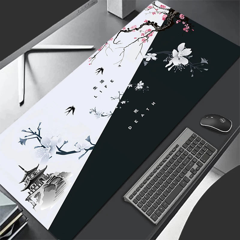 Mouse Pad Gaming Pc Accessories Laptop Computer Japanese Cherry Blossom Pagoda Pc Gamer Keyboard Desk Mat Big Mousepad Gift