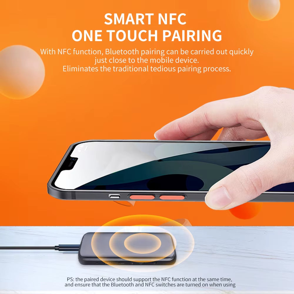NFC Bluetooth 5.1 Transmitter Receiver Lavalier Style One Click Photo 3.5Mm 2.5Mm AUX/TF Card Stereo Wireless Audio Adapter