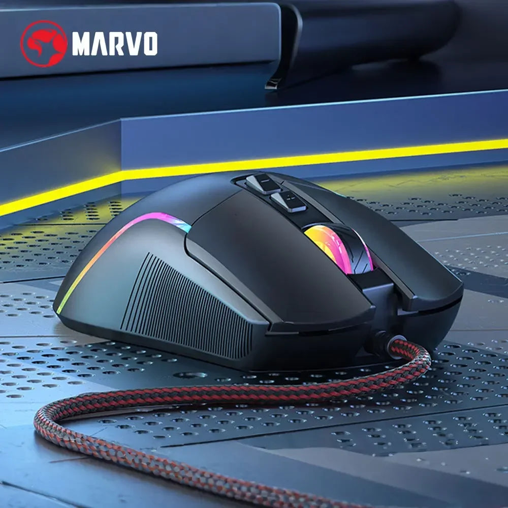M292 CAPO 20 Wired Right Hand E-Sports Mouse 7 Buttons Mixed Backlit 603FP Chip 8000DPI High Precision Gaming Mouse for PC