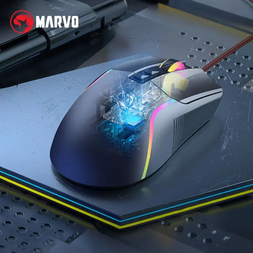 M292 CAPO 20 Wired Right Hand E-Sports Mouse 7 Buttons Mixed Backlit 603FP Chip 8000DPI High Precision Gaming Mouse for PC