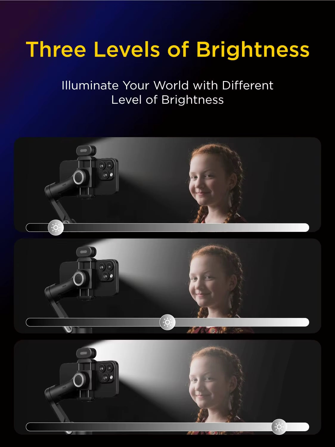 AOCHUAN RGB Magnetic Fill Light for Gimbal LED Video Photography Light 3 Brightness and 7 Color Adjustment for Phone Selfie Live