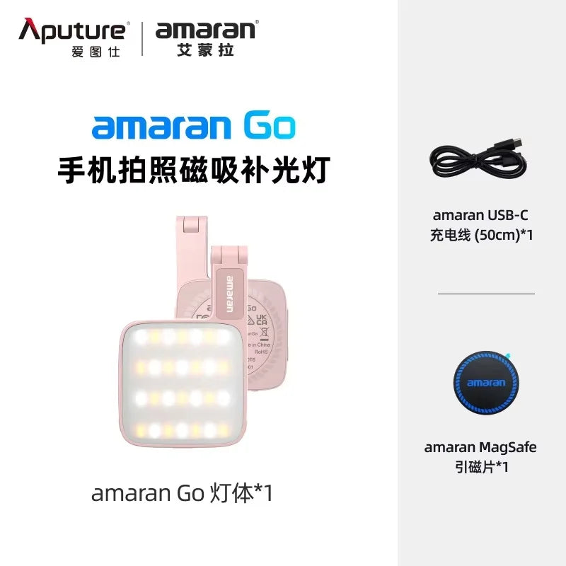 Aputure Amaran Go Ultra-Compact Built-in Mirrored Mini LED Phone Light Magnetic Mount Versatile Flip for Selfies Vlog Custom