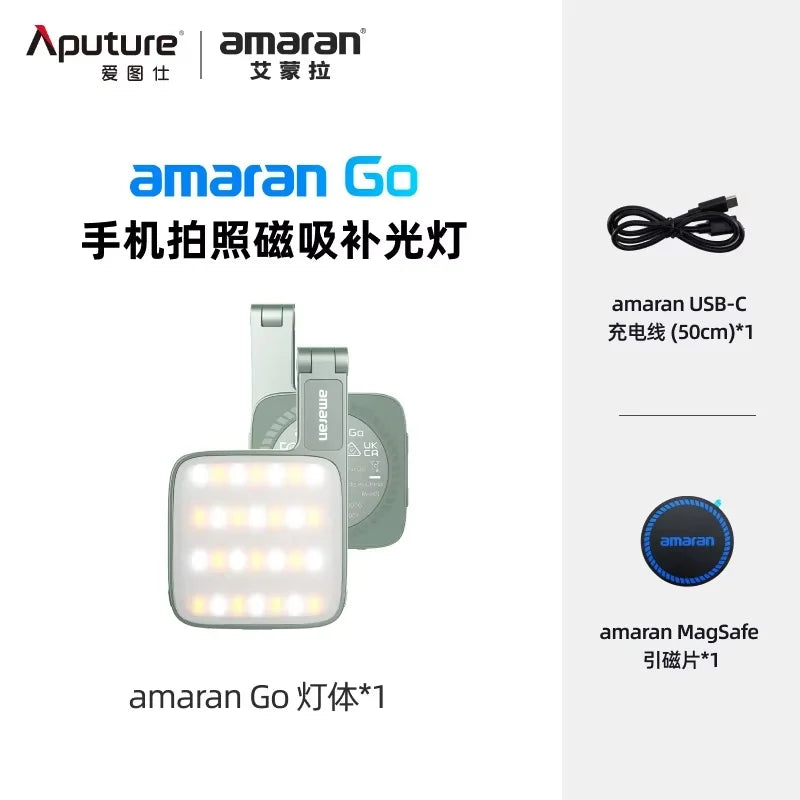 Aputure Amaran Go Ultra-Compact Built-in Mirrored Mini LED Phone Light Magnetic Mount Versatile Flip for Selfies Vlog Custom