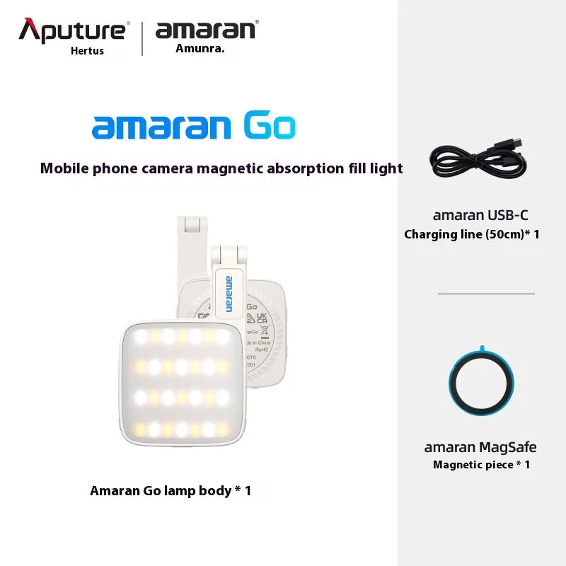 Aputure Amaran Go Ultra-Compact Built-in Mirrored Mini LED Phone Light Magnetic Mount Versatile Flip for Selfies Vlog Custom