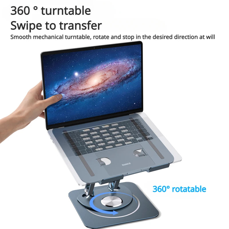 Baseus Laptop Stand 360° Rotating Table Holder Folding Aluminum Alloy Computer Support Storage Rack Adjustable Portable Bracket