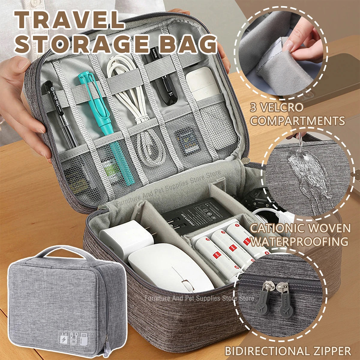Cable Storage Bag Waterproof Digital Electronic Organizer Portable USB Data Line Charger Plug Storage Bag Travel Cable Organizer