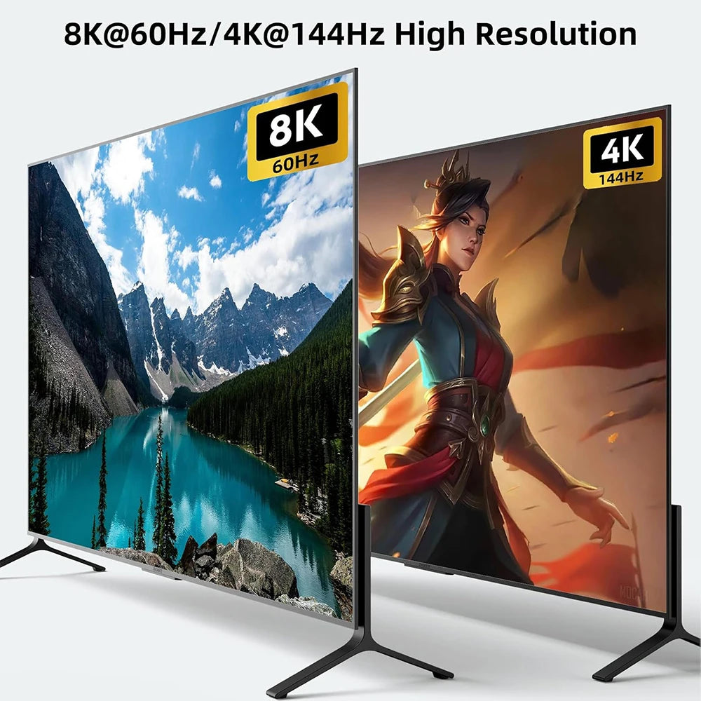 Dual Monitor KVM Switch 2 Port 8K@60Hz 4K@144Hz HDMI-Compatible+DP USB 3.0 Switch Extended Display 2 Monitors 2 Computers