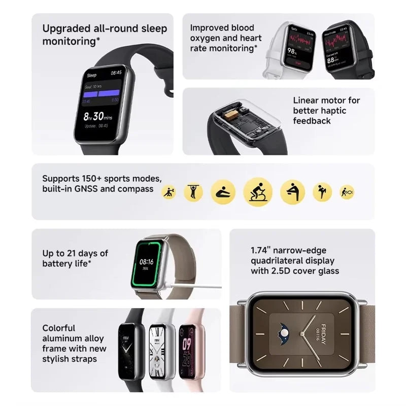 Global Version Xiaomi Smart Band 9 Pro Smartband 1.74" AMOLED Display Blood Oxygen Sport GPS Smart Watch Bracelets Mi Band