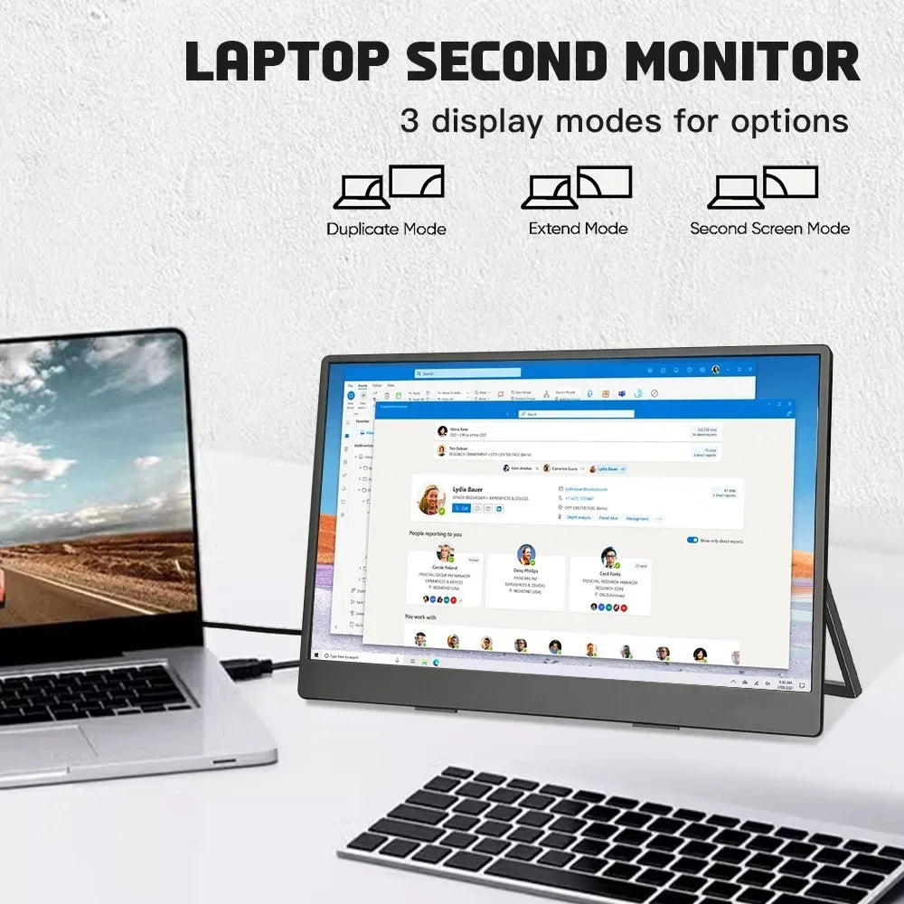 LESOWN Portable Monitor 13.3 inch 4K USB-C HDMI IPS Touch 1920x1080 Widescreen Secondary External Display with Speakers for PC