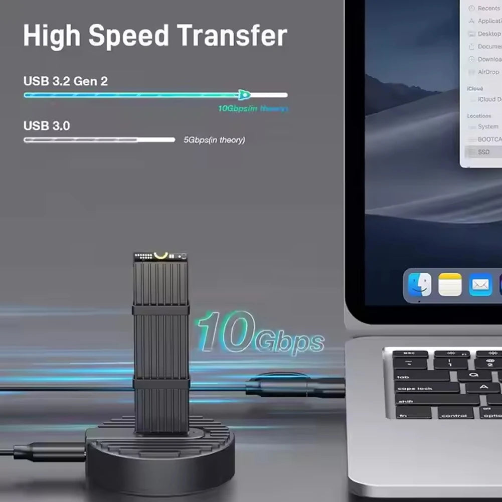 M.2 SSD Docking Station 10Gbps M.2 NVME SATA SSD External Enclosure Type-C Mobile Hard Drive Bases Laptop SSD USB Adapter
