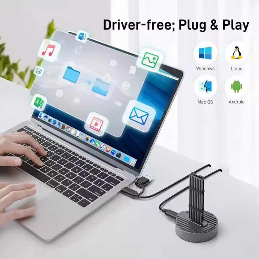 M.2 SSD Docking Station 10Gbps M.2 NVME SATA SSD External Enclosure Type-C Mobile Hard Drive Bases Laptop SSD USB Adapter