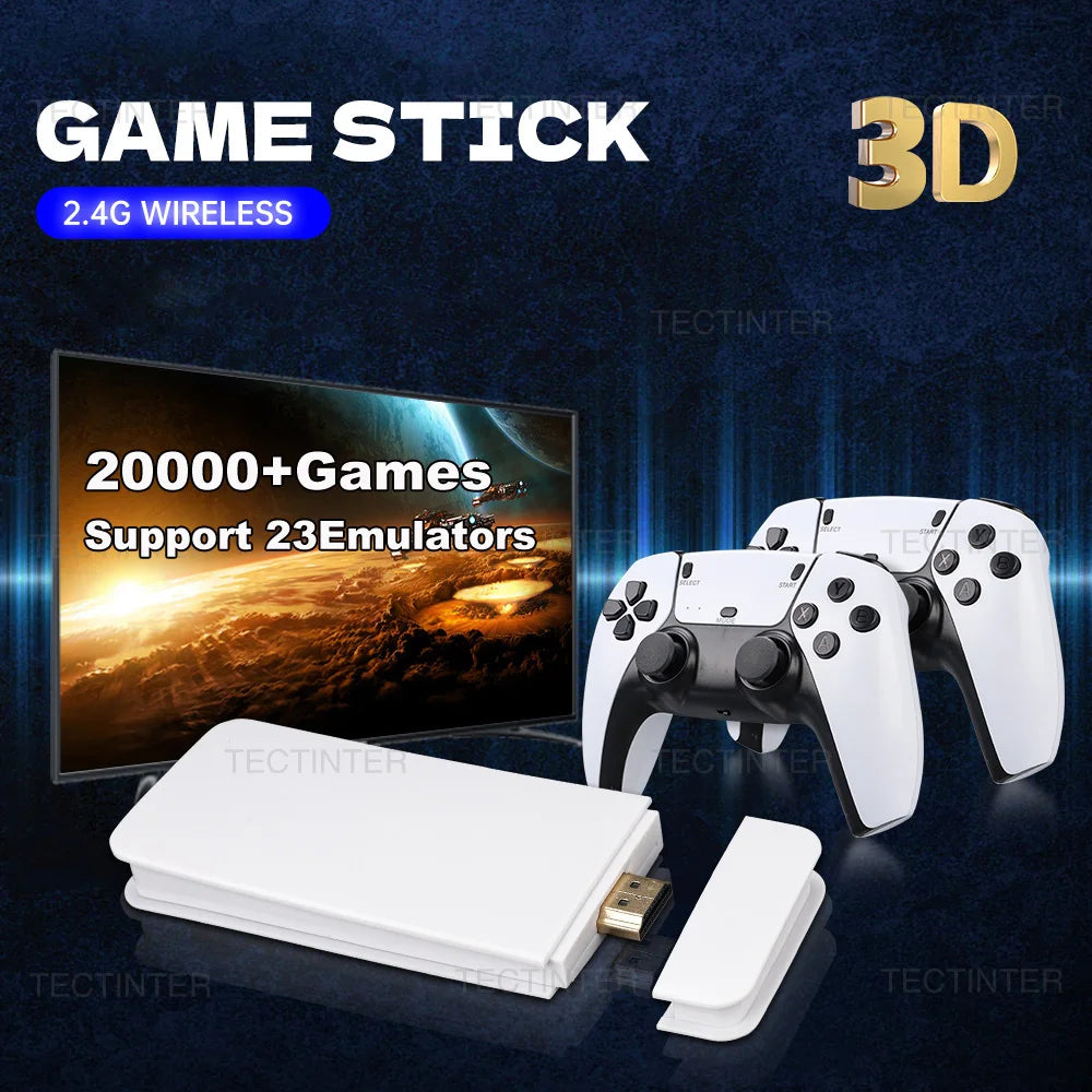 M15 Video Game Console 4K TV Game Stick 64G Built-In 20000 Games Handheld Game Player Wireless Controller Retro Gamepad