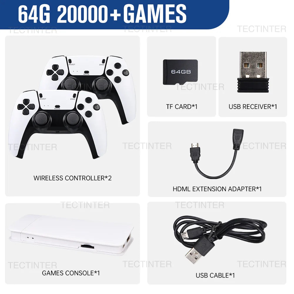 M15 Video Game Console 4K TV Game Stick 64G Built-In 20000 Games Handheld Game Player Wireless Controller Retro Gamepad