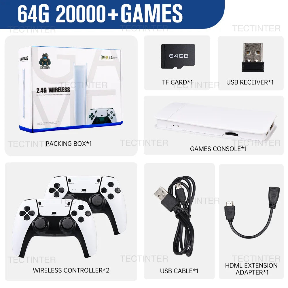 M15 Video Game Console 4K TV Game Stick 64G Built-In 20000 Games Handheld Game Player Wireless Controller Retro Gamepad