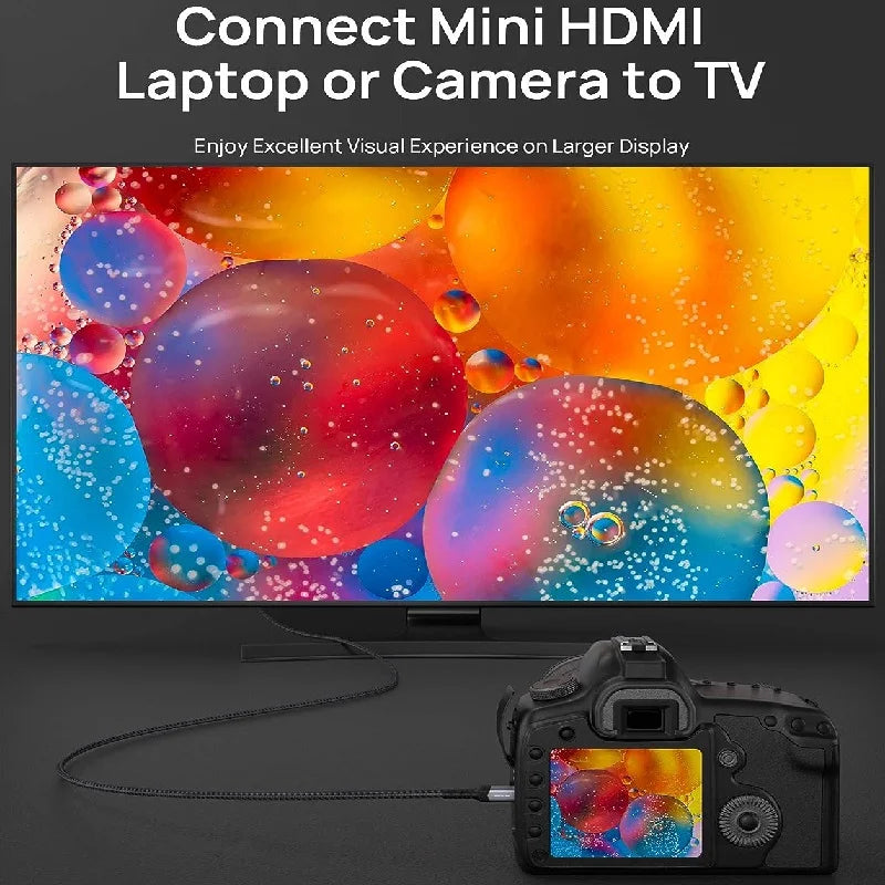 Mini HDMI to HDMI Cable High Speed 3D 4K 60Hz Bi-Directional HDMI to Mini HDMI 2.0 Cord Compatible with Camera Camcorder Pi Zero