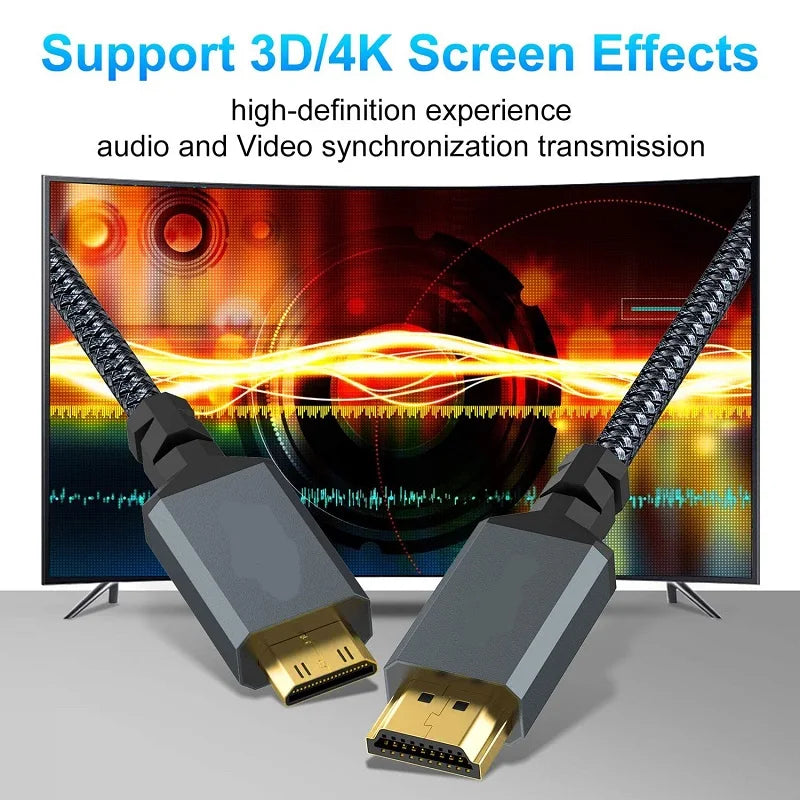 Mini HDMI to HDMI Cable High Speed 3D 4K 60Hz Bi-Directional HDMI to Mini HDMI 2.0 Cord Compatible with Camera Camcorder Pi Zero