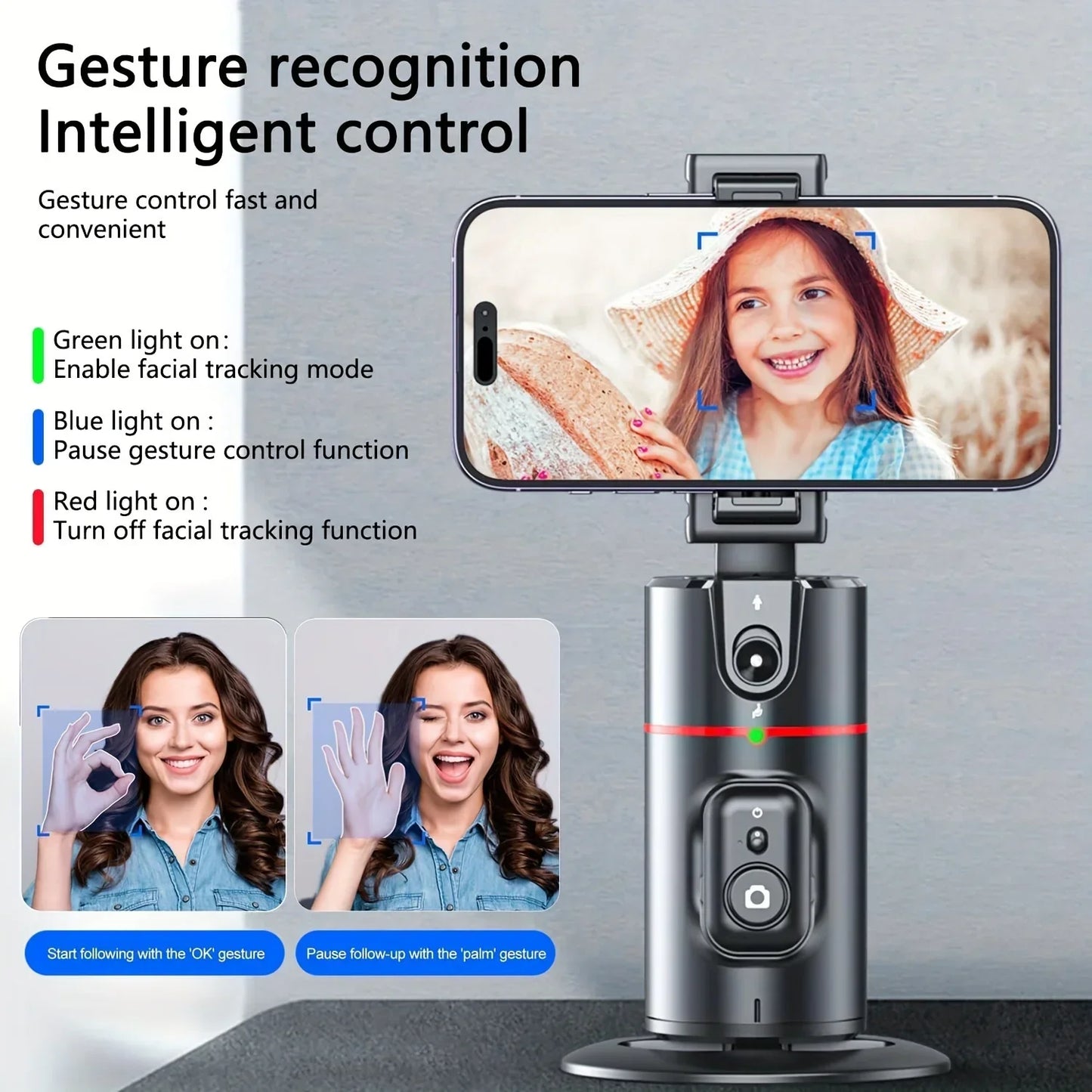 P02 Auto Face Tracking Tripod Auto Tracking Phone Holder Horizontal and Vertical Screen Switching 360° Rotating Phone Holder
