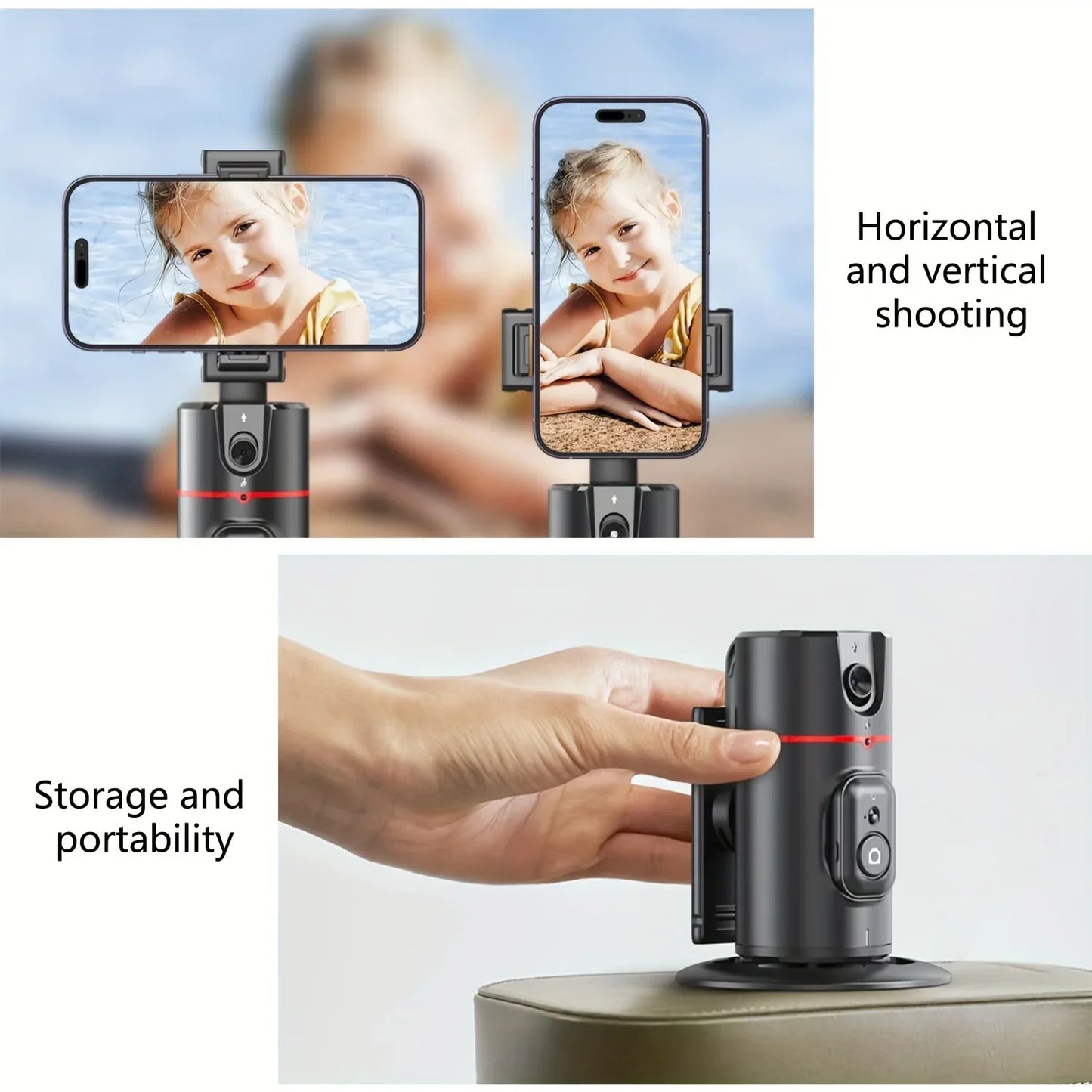 P02 Auto Face Tracking Tripod Auto Tracking Phone Holder Horizontal and Vertical Screen Switching 360° Rotating Phone Holder