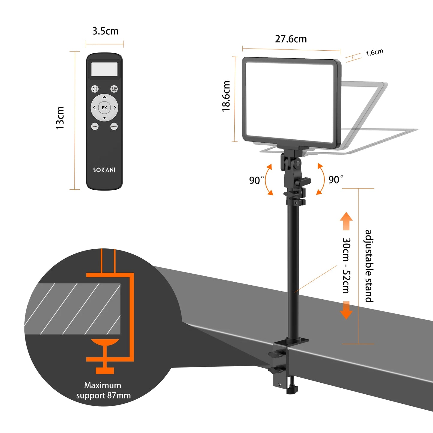Sokani P25 Dimmable LED Video Light Panel Fill Lamp For E-sports Live Stream Photo Studio Video Calls Zoom Meetings Lamp