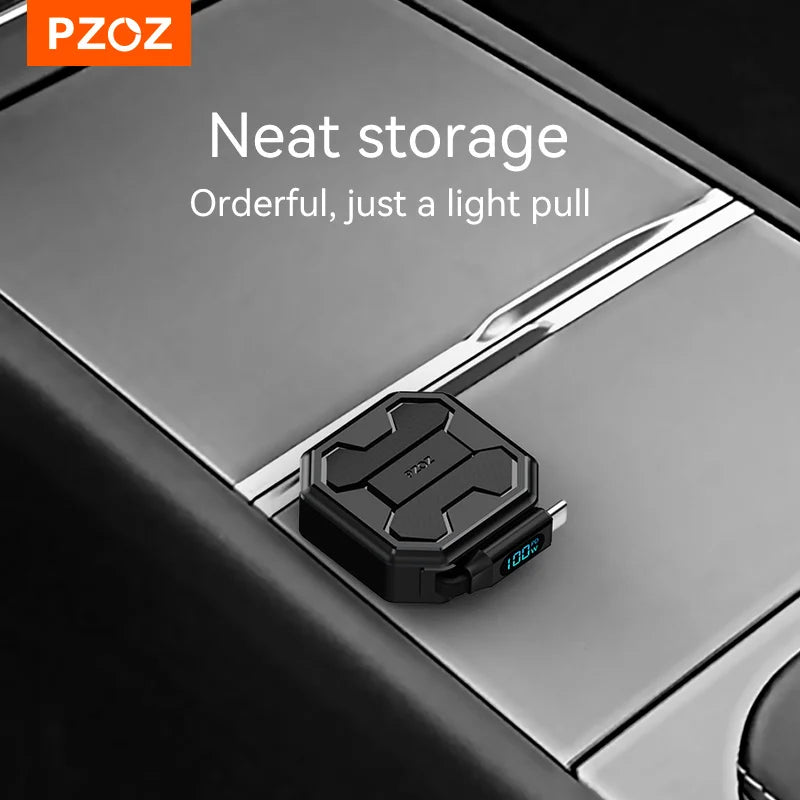 PZOZ 100W C to C Retractable Cable USB to Type C Lightning Digital Display PD Fast Charging Cable Data Wire For iPhone 16 15 14
