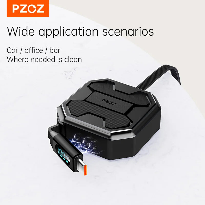 PZOZ 100W C to C Retractable Cable USB to Type C Lightning Digital Display PD Fast Charging Cable Data Wire For iPhone 16 15 14