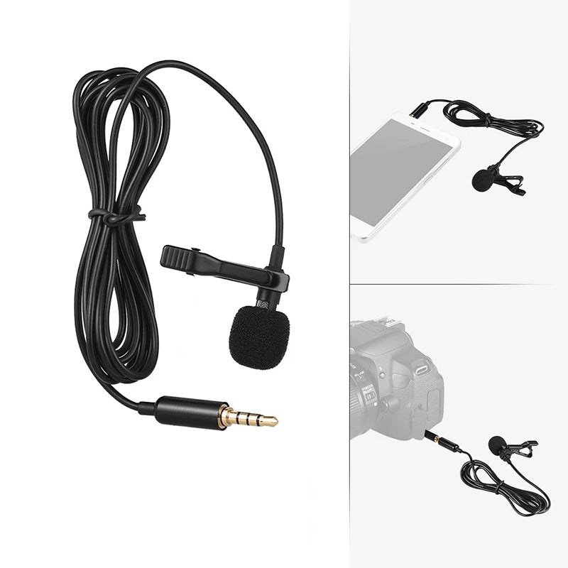 Portable Mini Lavalier Microphone Condenser Clip-on Lapel Mic Wired 3.5mm USB Microfon For Mobile Phone Laptops PC DSLR Camera