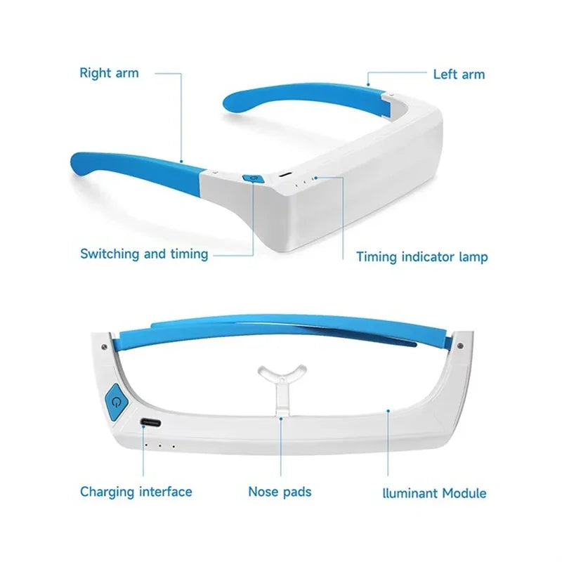 SAD Light Therapy Glasses Anti-Aging Eyes Fatigue Relief Relaxation Relieve Dark Circles Phototherapy Eye Massage Beauty Device