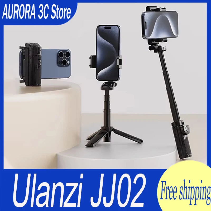 Ulanzi JJ02 Tripod Support 4 Section Stretchable Bluetooth Selfie Stick Custom Rotating Handle Pole Selfie Grip For iPhone15 16