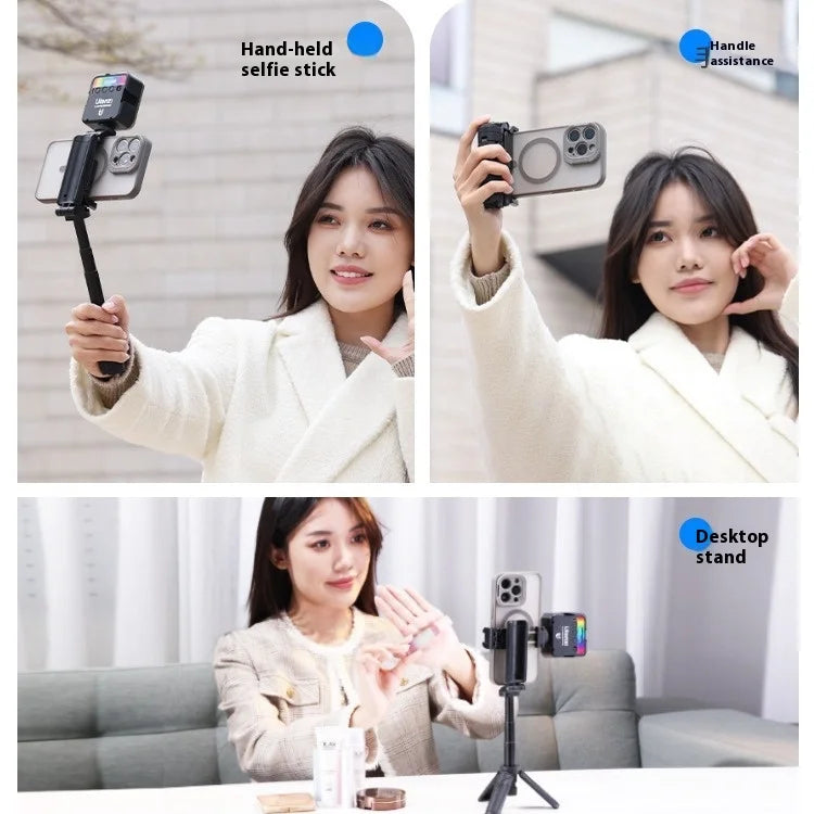 Ulanzi JJ02 Tripod Support 4 Section Stretchable Bluetooth Selfie Stick Custom Rotating Handle Pole Selfie Grip For iPhone15 16