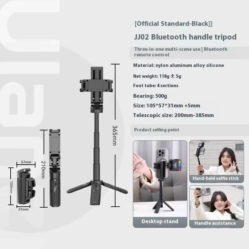 Ulanzi JJ02 Tripod Support 4 Section Stretchable Bluetooth Selfie Stick Custom Rotating Handle Pole Selfie Grip For iPhone15 16
