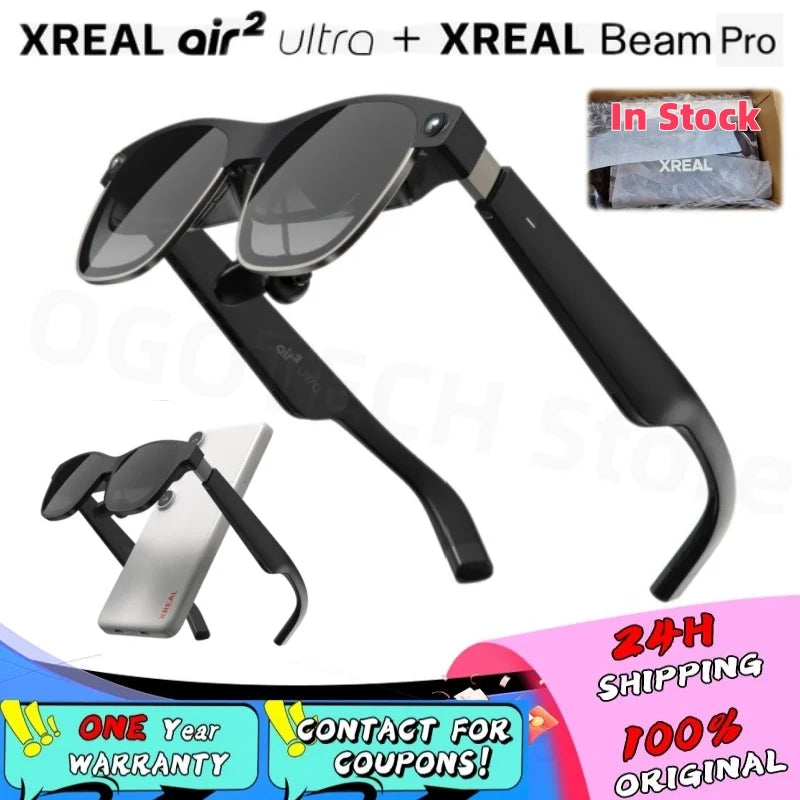 XREAL Air 2 Ultra Smart AR Glasses 6 DoF 52° Fov 4K 3D HD 385'' Giant Screen View Nreal Air2 Ultra Tracking Smart Glasses