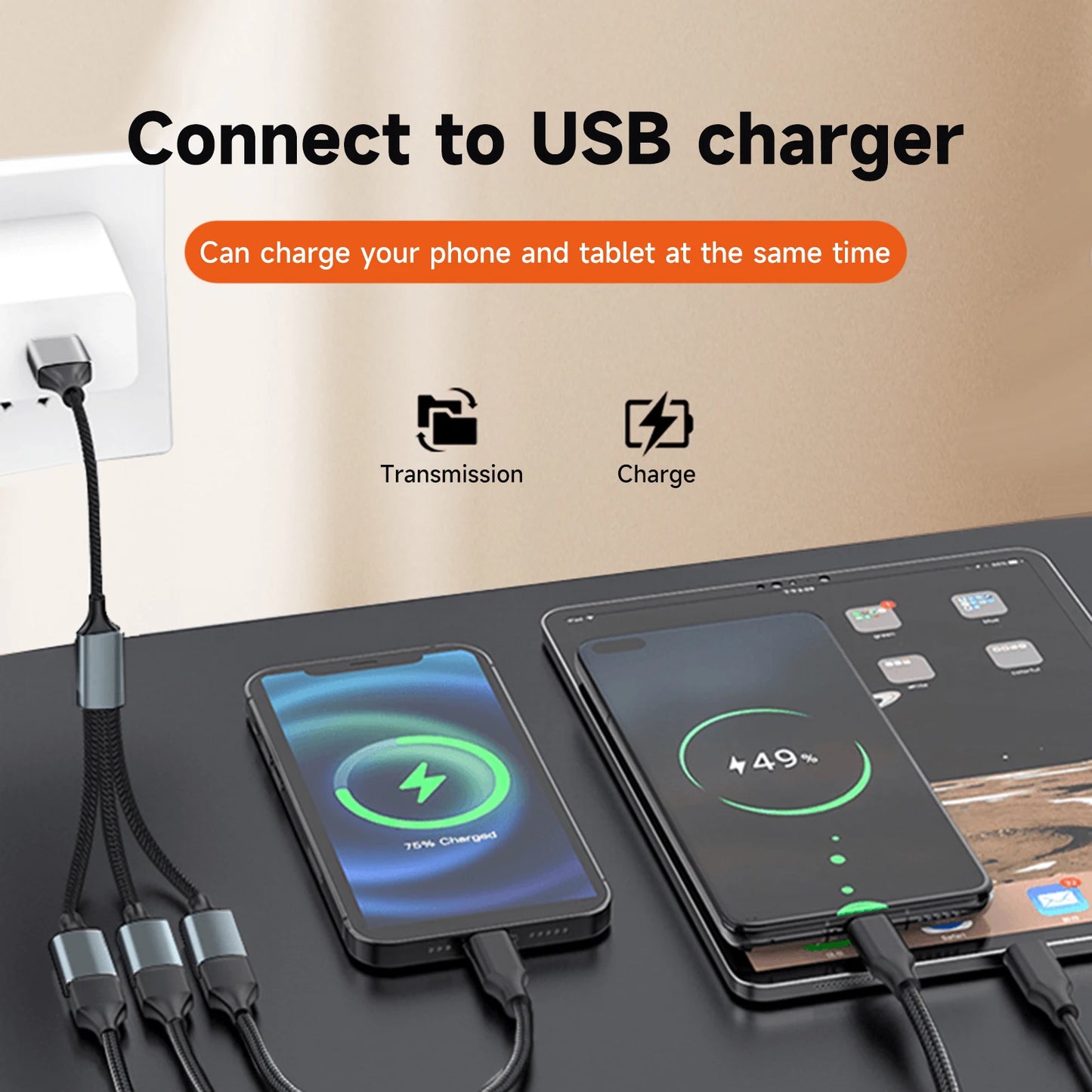USB Splitter Cable 1 in 3 Out,Usb-A Expansion Hub, Multi USB Port Expansion Converter for Car, PC
