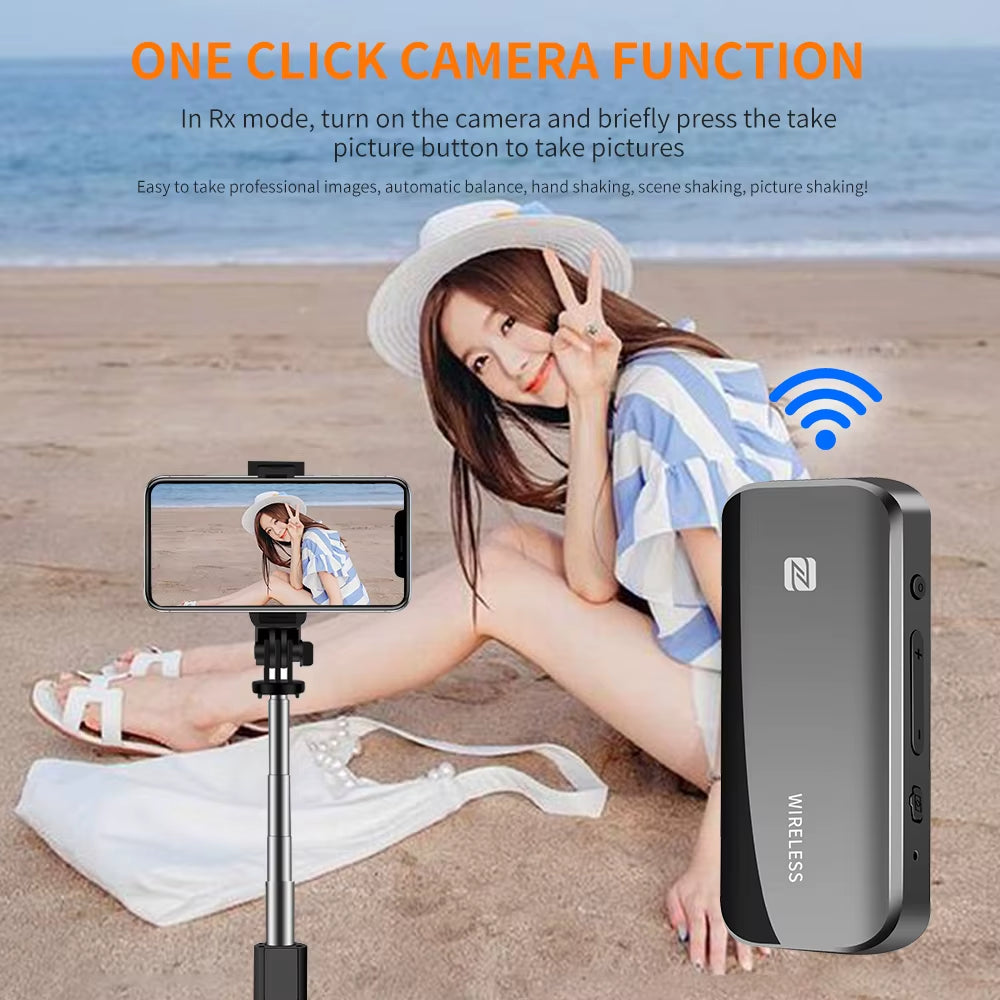 NFC Bluetooth 5.1 Transmitter Receiver Lavalier Style One Click Photo 3.5Mm 2.5Mm AUX/TF Card Stereo Wireless Audio Adapter