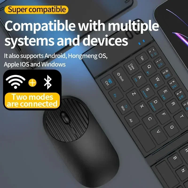 Mini Wireless Keyboard and Mouse Bluetooth Portable Folding Keyboards 2.4G for Windows Android IOS Tablet Ipad Phone