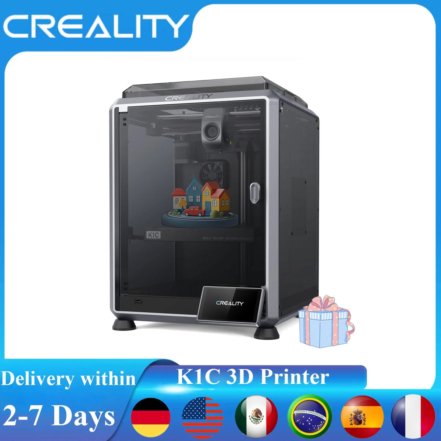Creality K1C 3D Printer With AI Camera 600mm/s High Speed Printing Auto Leveling Carbon Fiber Filled All-Metal Extruder Printer