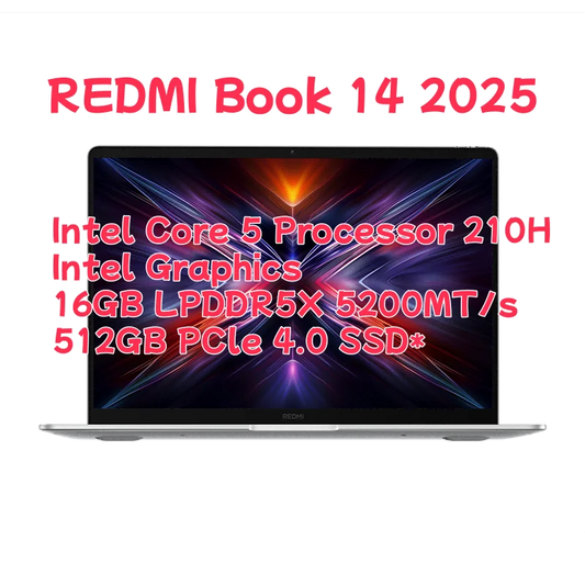 Xiaomi Redmi Book 14 2025 Laptop Intel Core 5 220H/210H Processor 16G/32G DDR5+512G/1T SSD 14inch Notebook Office Ultrabook PC