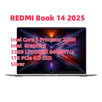 Xiaomi Redmi Book 14 2025 Laptop Intel Core 5 220H/210H Processor 16G/32G DDR5+512G/1T SSD 14inch Notebook Office Ultrabook PC
