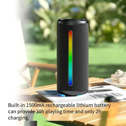 2025 Cylinder Bluetooth Speaker - 30W Super Bass IPX5 Waterproof Outdoor RGB Party Sound