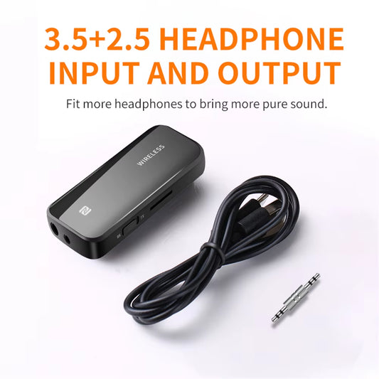 NFC Bluetooth 5.1 Transmitter Receiver Lavalier Style One Click Photo 3.5Mm 2.5Mm AUX/TF Card Stereo Wireless Audio Adapter