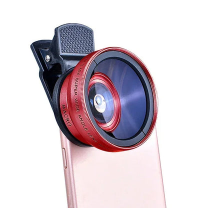2 IN 1 Mobile Phone Lens Universal Clip 37mm Camera Lens 0.45x 49uv Super Wide-Angle + Macro HD Lens For iPhone Samsung Android