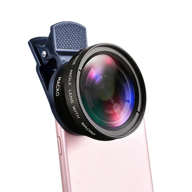 2 IN 1 Mobile Phone Lens Universal Clip 37mm Camera Lens 0.45x 49uv Super Wide-Angle + Macro HD Lens For iPhone Samsung Android