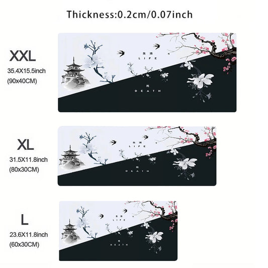 Mouse Pad Gaming Pc Accessories Laptop Computer Japanese Cherry Blossom Pagoda Pc Gamer Keyboard Desk Mat Big Mousepad Gift
