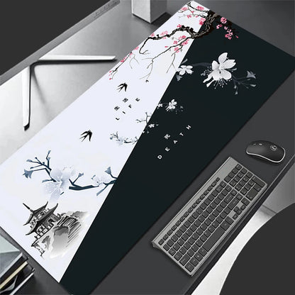 Mouse Pad Gaming Pc Accessories Laptop Computer Japanese Cherry Blossom Pagoda Pc Gamer Keyboard Desk Mat Big Mousepad Gift