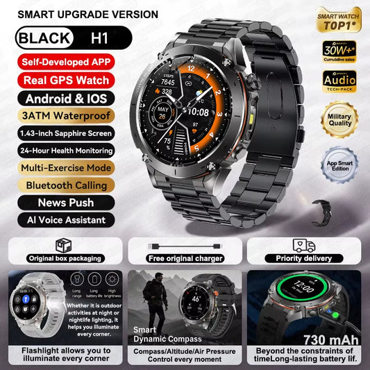 2025 for Xiaomi Original Built-In Dual-Band GPS Men Smartwatch BT Call Fitness Military 10ATM IP68 Military Sport Smart Bracelet