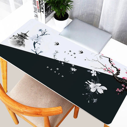 Mouse Pad Gaming Pc Accessories Laptop Computer Japanese Cherry Blossom Pagoda Pc Gamer Keyboard Desk Mat Big Mousepad Gift